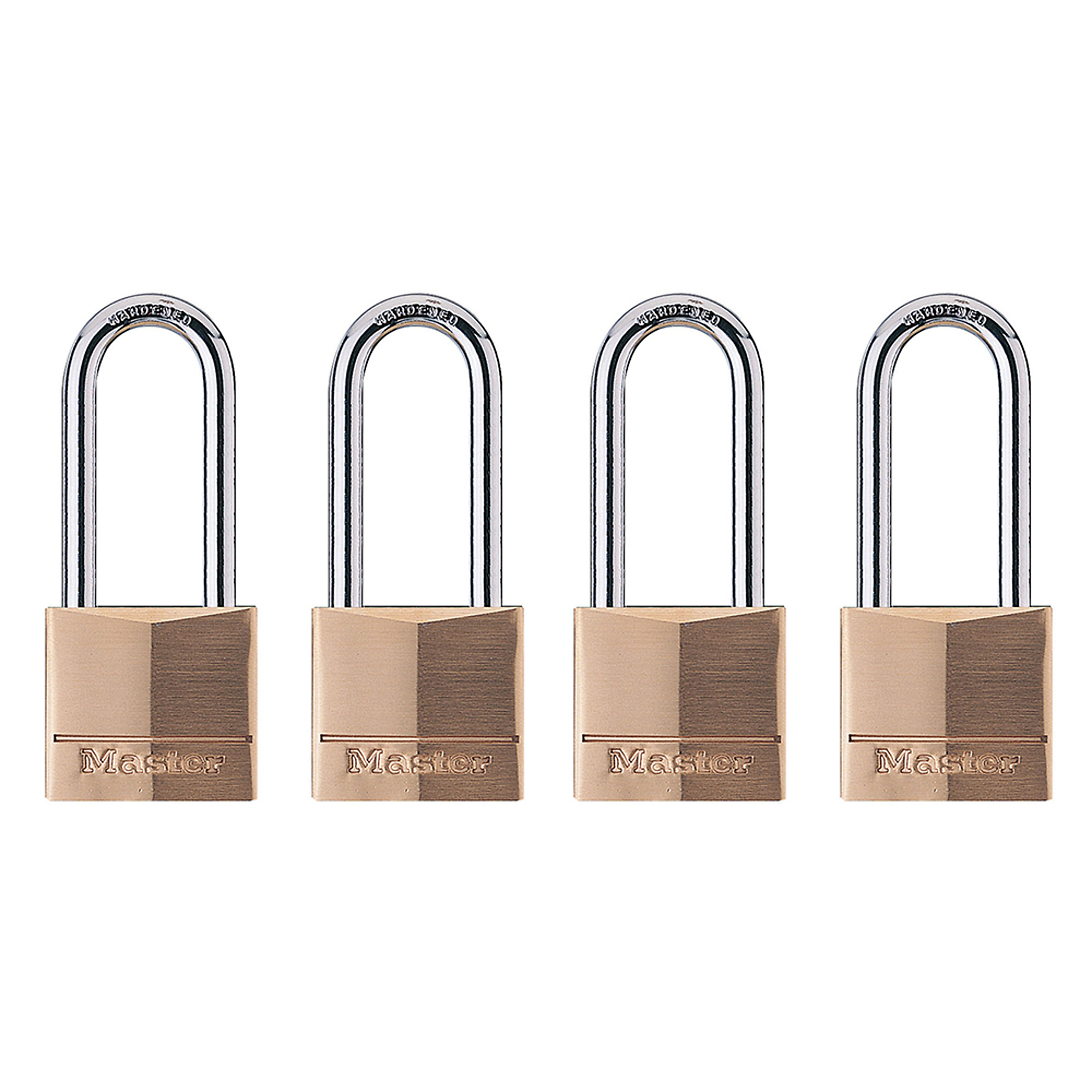 Master Lock Padlock, Solid Brass Lock, 1-9/16 in. Wide, 140QLH (Pack of 4-Keyed Alike)